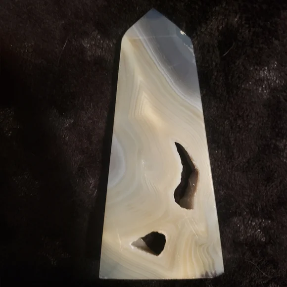 *Statement Piece* Banded Druzy Botswana Agate Obelisk Tower - Picture 2 of 3
